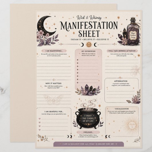 Wick & Whimsy Manifestatieblad Briefhoofd (Voorkant / Achterkant)