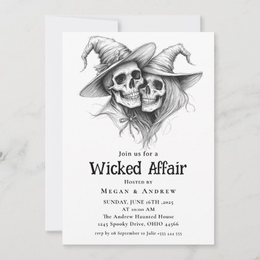 Wicked Affair Halloween Gothic Skull Invit Kaart (Voorkant)