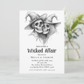 Wicked Affair Halloween Gothic Skull Invit Kaart (Staand voorkant)