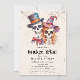 Wicked Affair Halloween Gothic Skull Invit Kaart