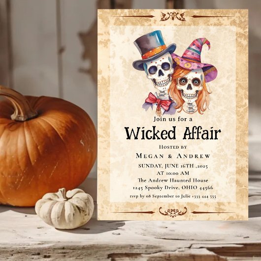 Wicked Affair Halloween  Gothic Skull Invit Kaart