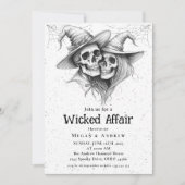 Wicked Affair Halloween  Gothic Skull Invit Kaart (Voorkant)