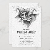 Wicked Affair Halloween  Gothic Skull Invit Kaart (Voorkant / Achterkant)