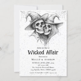 Wicked Affair Halloween Gothic Skull Invit Kaart