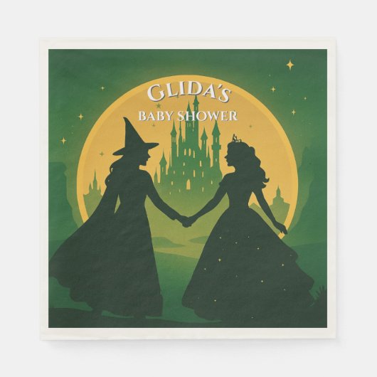 Wicked Baby Shower Napkins- Elphaba & Glinda Party Servet (Voorkant)
