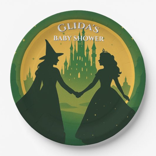 Wicked Baby Shower Plates | Glinda & Elphaba Party Papieren Bordje (Voorkant)