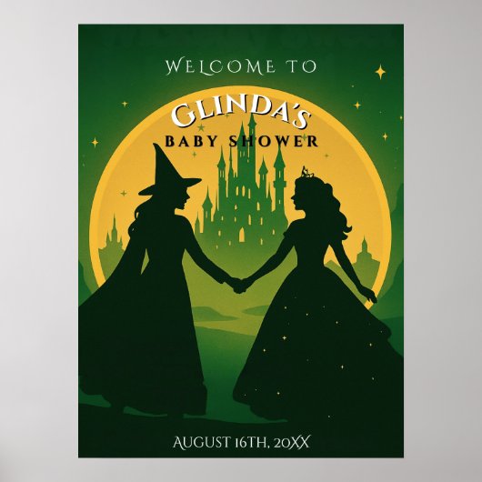 Wicked Baby shower Welkom Poster -Elphaba &Glinda (Voorkant)