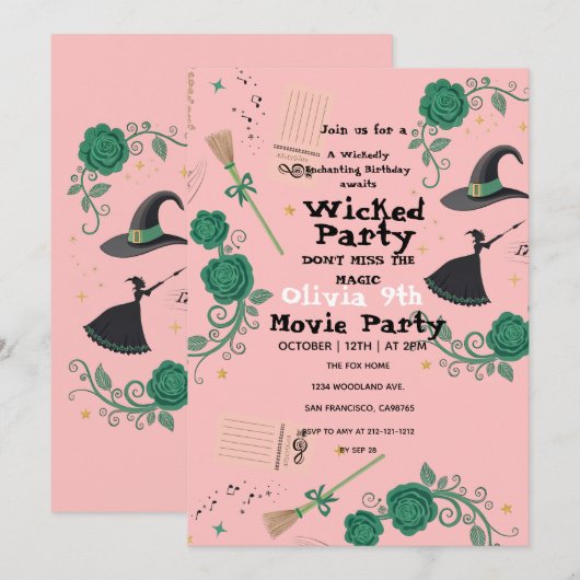 Wicked Birthday Invitation Kaart (Voorkant / Achterkant)