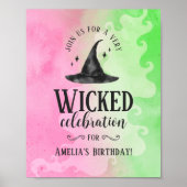 Wicked Birthday Party Poster – Pink & Green Witch  (Voorkant)