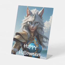 Wicked Blue Eyed Cat Reclamebord Met Voetstuk