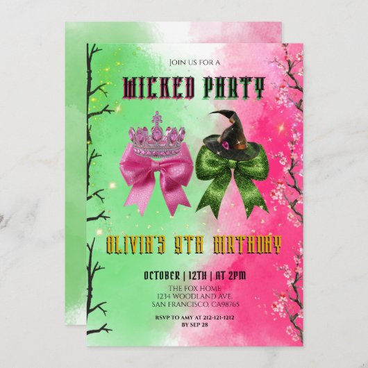 Wicked Bow verjaardagsfeestje Kaart (Voorkant / Achterkant)
