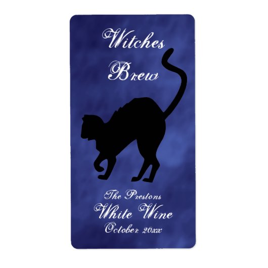 Wicked Cat in Paarse Haze Witches Brew Wijnlabel Etiket (Voorkant)