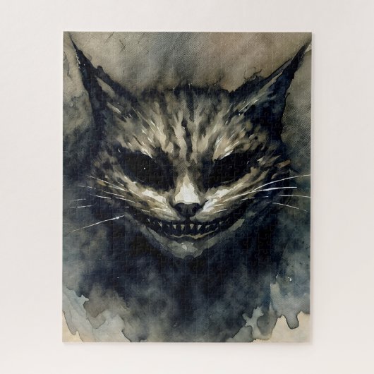 Wicked Cat Smiling Waterverf Kunstwerk Legpuzzel (Verticaal)