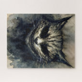 Wicked Cat Smiling Waterverf Kunstwerk Legpuzzel (Horizontaal)