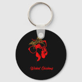 Wicked Chickens Lay Deviled Egg Funny Rooster Chic Sleutelhanger (Voorkant)