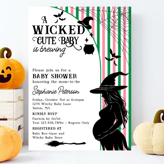 Wicked Cute Baby is Brewing Halloween Baby Shower Kaart