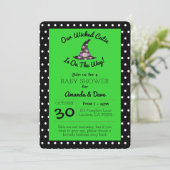 Wicked Cutie Groen en Zwart Polka Dot Baby shower Kaart (Staand voorkant)