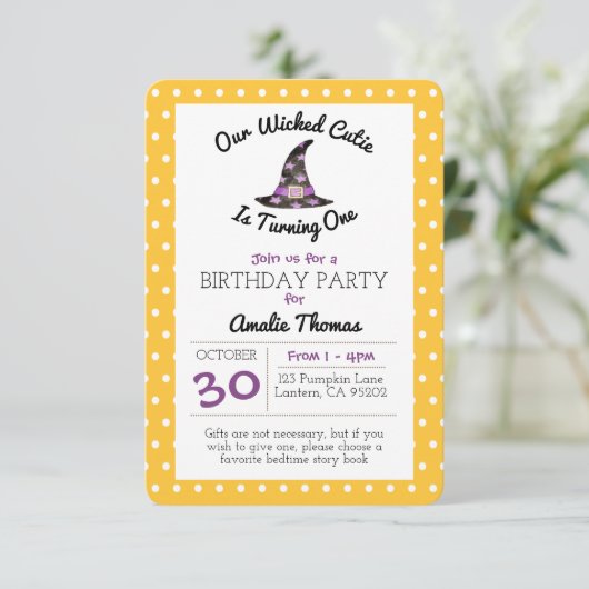 Wicked Cutie Sinaasappel Dot Kind Verjaardag klein Kaart (Staand voorkant)