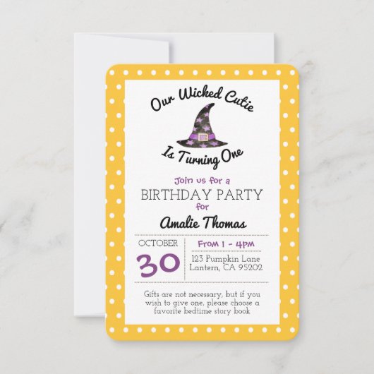 Wicked Cutie Sinaasappel Dot Kind Verjaardag klein Kaart (Voorkant)