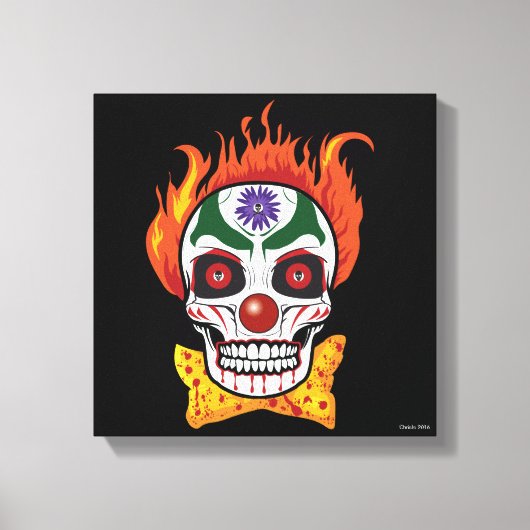 Wicked Evil Clown Schedel Demon Wall Art Home Deco Canvas Afdruk (Voorkant)