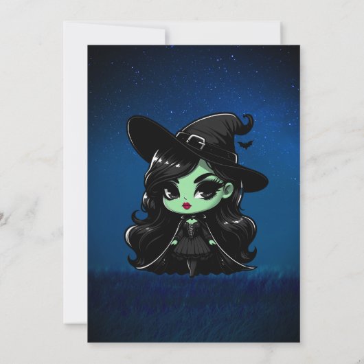 Wicked Fun Green Witch Halloween Verjaardag Kaart (Achterkant)