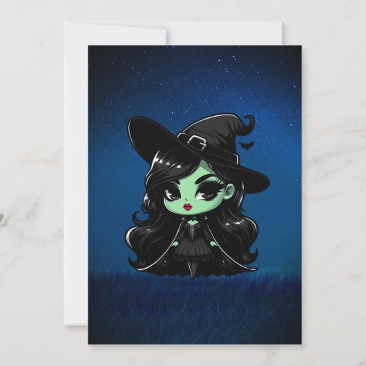Wicked Fun Green Witch Halloween Verjaardag Kaart (Achterkant)