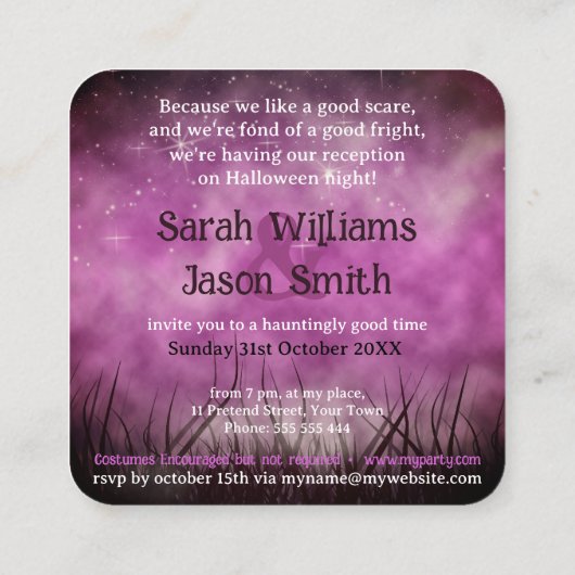 Wicked Fun Halloween Bruiloft Mini Kaarten Vierkante Visitekaartje (Achterkant)