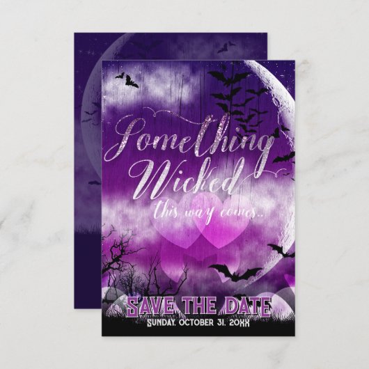 Wicked Fun Halloween Love Moon Save the Date (Voorkant / Achterkant)