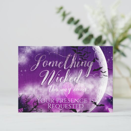 Wicked Fun Halloween Love Moon Wedding RSVP Kaartje (Staand voorkant)