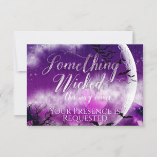 Wicked Fun Halloween Love Moon Wedding RSVP Kaartje