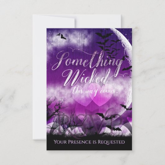 Wicked Fun Halloween Love Moon Wedding Verticaal RSVP Kaartje (Voorkant)