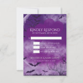 Wicked Fun Halloween Love Moon Wedding Verticaal RSVP Kaartje (Achterkant)