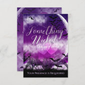 Wicked Fun Halloween Love Moon Wedding Verticaal RSVP Kaartje (Voorkant / Achterkant)