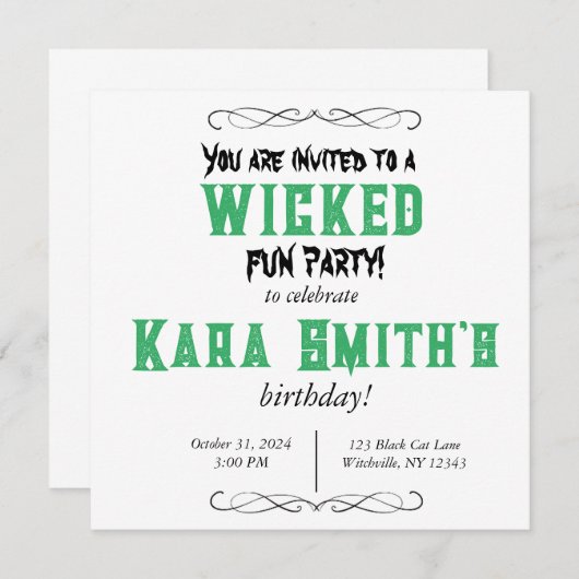 Wicked Fun Party Kaart (Voorkant / Achterkant)