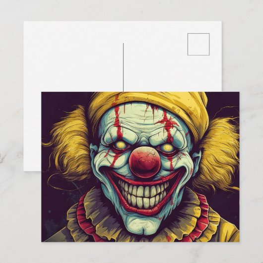 Wicked Funhouse Clown Illustratie Ontwerp Briefkaart (Voorkant / Achterkant)