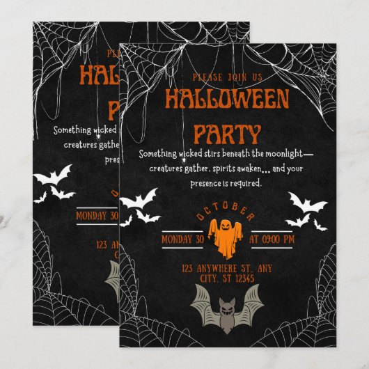 Wicked Ghost Halloween Party Uitnodigen Kaart (Voorkant / Achterkant)