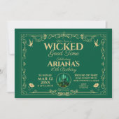 Wicked Good Time Green Birthday Party Invitation Kaart (Voorkant)
