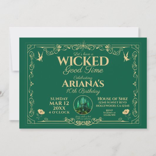Wicked Good Time Green Birthday Party Invitation Kaart (Voorkant)
