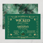 Wicked Good Time Green Birthday Party Invitation Kaart (Voorkant / Achterkant)