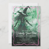 Wicked Good Time Groene Heks Tekening Verjaardag Kaart (Voorkant)