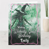 Wicked Good Time Groene Heks Tekening Verjaardag Kaart (Voorkant)