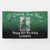 Wicked Good Time Groene Heks Tekening Verjaardag Spandoek (Horizontaal)