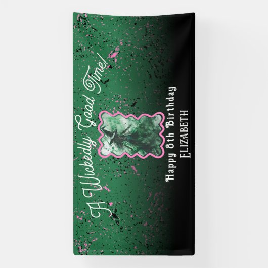 Wicked Good Time Witch tekenen grote verjaardag Spandoek (Verticaal)