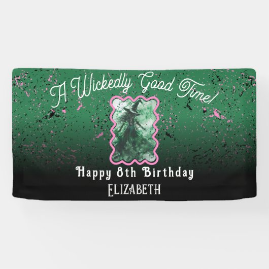 Wicked Good Time Witch tekenen kleine verjaardag Spandoek (Horizontaal)