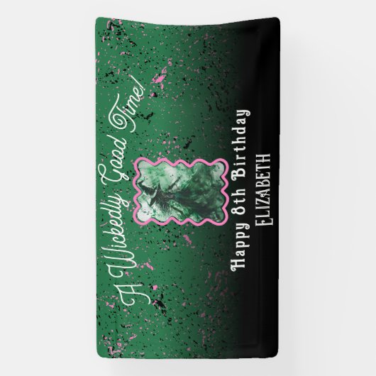 Wicked Good Time Witch tekenen kleine verjaardag Spandoek (Verticaal)