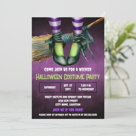 Wicked Halloween Kostuum Party Uitnodiging (Staand voorkant)