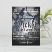 Wicked Halloween Party Black Crow Bird Kaart (Staand voorkant)