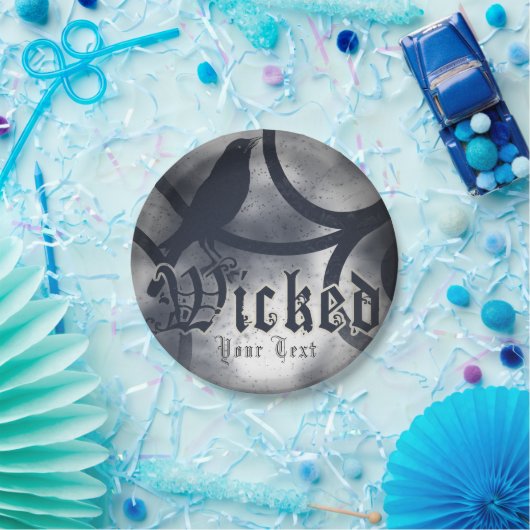 Wicked Halloween Party Black Crow Bird Papieren Bordje (Feest)