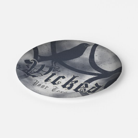 Wicked Halloween Party Black Crow Bird Papieren Bordje (Gekanteld)