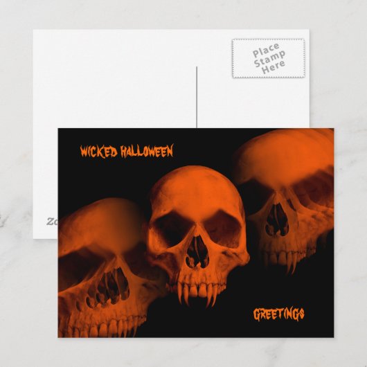 Wicked Halloween schedels Briefkaart (Voorkant / Achterkant)
